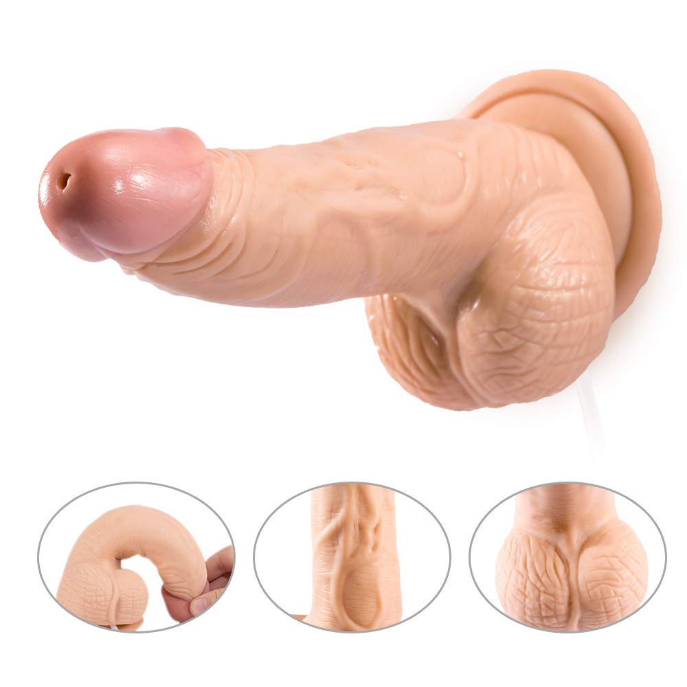 Fondlove Realistischer Dildo als Sexspielzeug für Frauen Squirting Wassersprühfunktion Ejakulation Simulation Real Dong Penis Silikon Soft mit Hoden und Saugfuß
