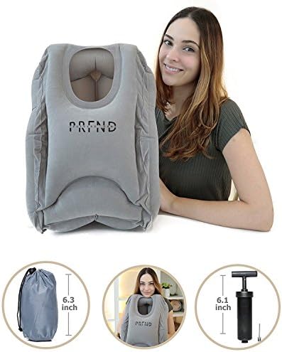 Inflatable Travel Pillow - Comfort and Multifunctional Velvet Air Travel Pillow with Portable Pump, Best Travel Accessories for Airplanes, Trains and Cars