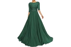 nuosife Mother of The Bride Dresses for Wedding 1/2 Sleeves Formal Party Dresses Long Chiffon Wedding Guest Dress