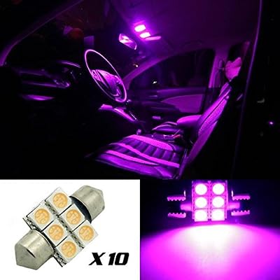 Partsam 10 x Ultra Purple LED Bulbs 31mm Festoon Map Dome Door Courtesy Light Bulbs DE3021 3175