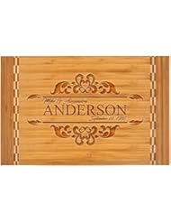 Personalized Bamboo Cutting Board with Butcher Block Inlay â€“ ANDES (LARGE)
