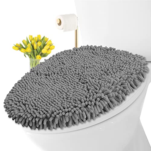 LuxUrux Toilet Lid Cover, ExtraSoft Plush Seat Washable Shaggy