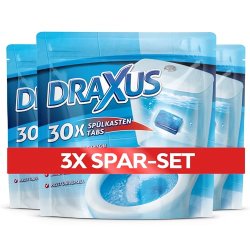 DRAXUS 30x Spülkasten Tabs I Wasserkastenwürfel für den Spülkasten im Vorratspack I WC Tabs färben das Wasser blau I Sorgen für Frische und Sauberkeit