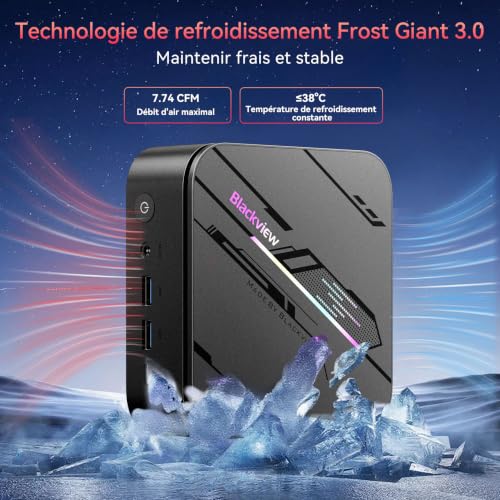 Blackview MP100 Pro Mini PC Win 11 Pro AMD Ryzen 7430U, 16GB RAM(Turbo 3733 MT/s) 512GB SSD Mini Desktop Computer, 144Hz 4K Triple Display, 6*USB3.2, WiFi 6/BT 5.2, PC for Office/Home/Study