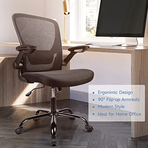 Ergousit Ergonomic Home Office Chair, Mesh Office Chair Flip Up Arms