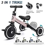 XJD 3 en 1 enfants Tricycles pour 1-3 ans Enfants Trike 3 Roues Vélo Garçons Filles 3 Roues Toddler Tricycles Toddler Vélo Trike Upgrade 2.0 (Rose)
