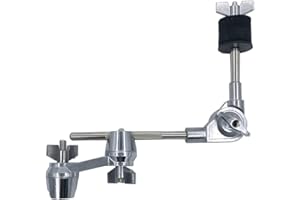 TUOREN Cymbal L-Arm with Compact Dual Drum Clamp, 7.4inch Adjustable Cymbal Boom Holder Attachment with Multi-Clamp, Mini Cymbal Boom Arm for Cymbal Stand Drum Set Hardware (Black 8)