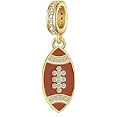 Football Charms for Bracelets 925 Sterling Silver Football Beads Sport Charm Jewelry for Women Football Gifts