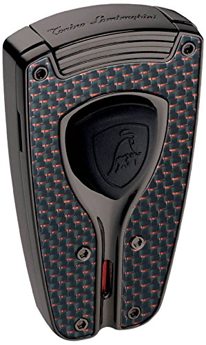 Tonino Lamborghini Forza Black and Red Carbon Fiber Torch Flame Cigar Lighter