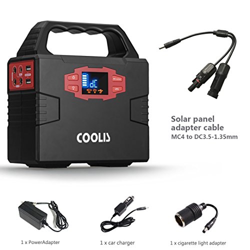 Coolis 150Wh Portable Solar Power Inverter Generator, Power Supply Source with Silent 110V AC / 12V DC / 5V USB Output, 40800mAh Lithium Polymer Battery