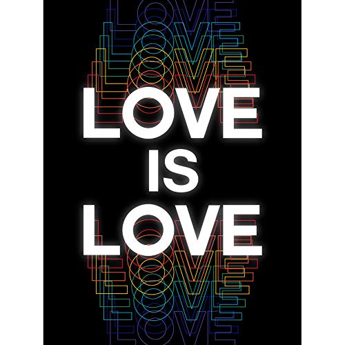 Wee Blue Coo Love Is Love Rainbow Retro Typography Unframed Art Print Poster Wall Decor 12X16 Inch