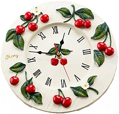 Hot Living Room Kitchen Artistic Quality Resin Wall Clock Fashion Red Cherry Rustic Clock