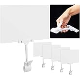 Suzile 4 Pcs 11 x 7 Inch Acrylic Sign Holder with Clamp Clip on Double Head Swivel Sign Rotating Price Holder Display White Erasable Merchandise Sign Display Clip for Supermarket Business Store