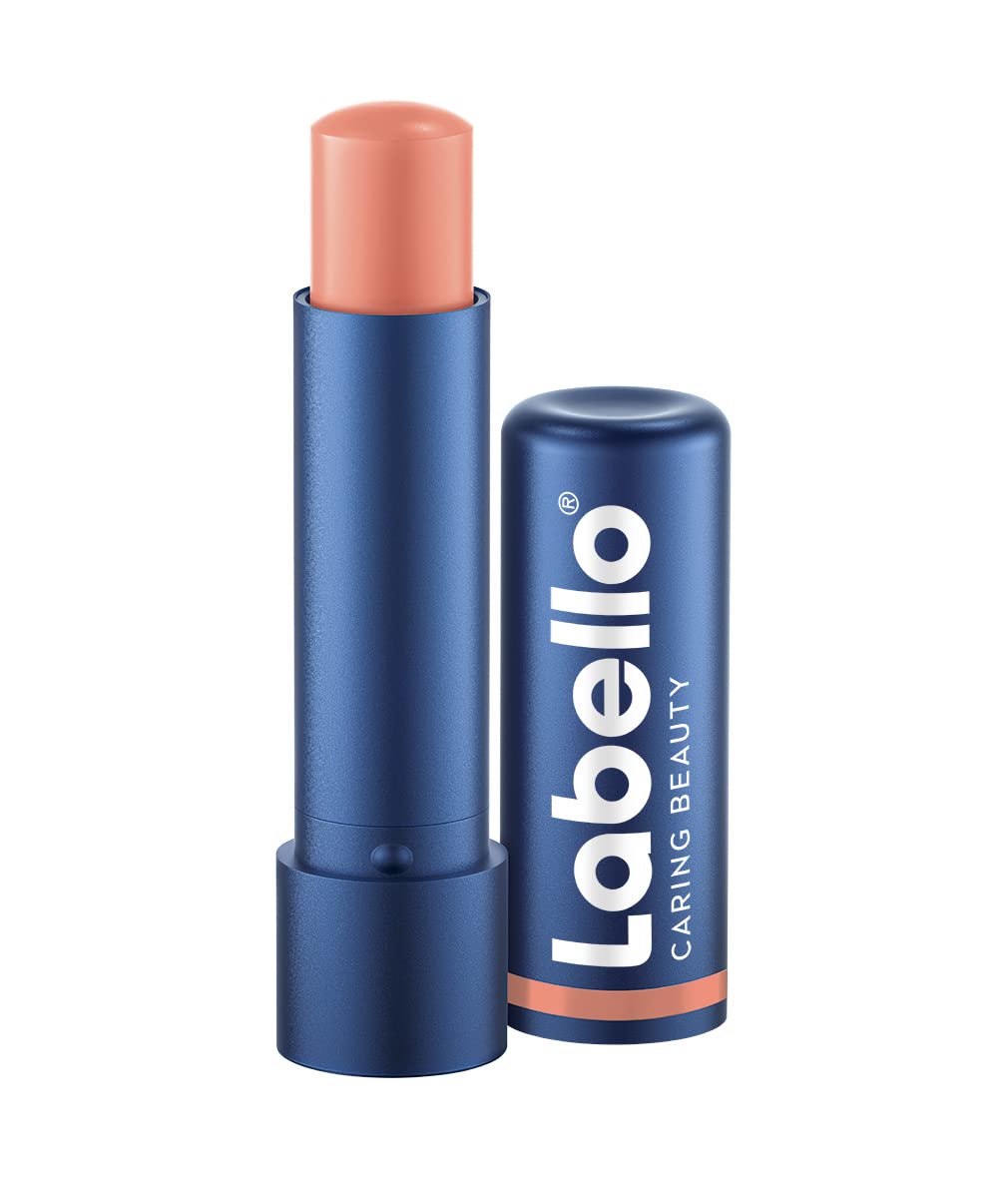 Labello Caring Beauty Nude (5.5ml) Coloured Lip Balm with Vitamin E, Shea Butter and Almond Oil Moisturising Lip Balm for a Radiant Finish