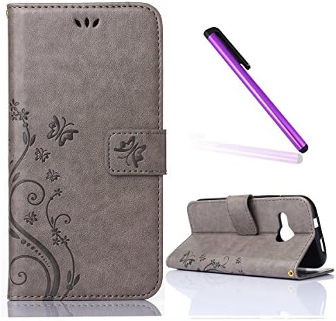 HTC M8 Mini Case,HTC One M8 Mini Kickstand Case,EMAXELER Stylish Wallet Case [Kickstand Flip Case][Credit Cards Slot][Cash Pockets] PU Leather Flip Wallet Case with Stand For HTC M8 Mini--Gray