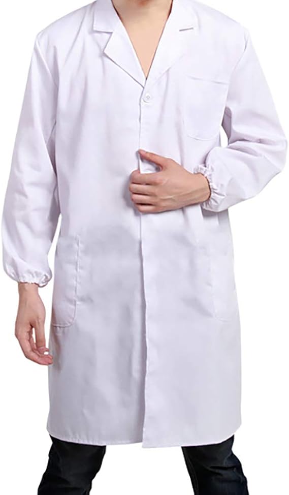 Professional Lab Coat, Designed Unisex White with Elastic