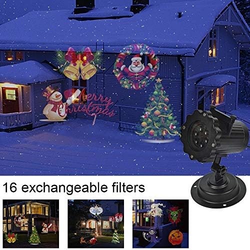 Christmas Projector Lights Outdoor Landscape Light Projector with 16 Interchangeable Patterns Waterproof IP44 Wall Decoration Lamp Christmas Lights for Party, Christmas, Halloween, Birthday