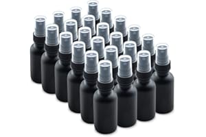 The Bottle Depot - 24 Pack - 1 oz Glass Spray Bottle - Black Frosted - 20-400 Neck Finish - Boston Round Bottles - UV Rays Pr