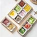 Creamic Snack Serving Tray, 6 Piece with Tray Serving Platter with Bamboo Lids and Pallets Removable Compartment Bowls Moisture-Proof Bowls for Snacks,Condiments,Food,Appetizers