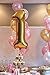 Pink and Gold First Birthday Decorations - 40 Inch | Happy Birthday Sign for Pink Birthday Decorations | 1st Birthday Decoration for Girls and Boy | Gold One Balloon for First Birthday Decorations