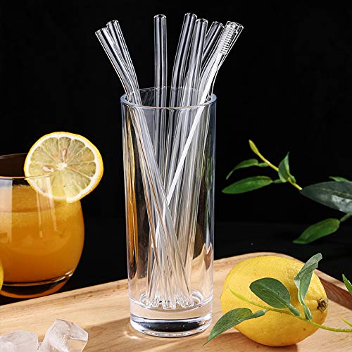 Glas Strohhalme Wiederverwendbar - 6 Glasstrohalme Gerade & 6 Glasstrohalme Gebogene 21,5cm Trinkhalme Glas… – Bild 5