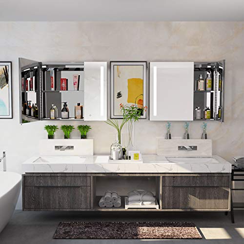 Homfa LED Lighted Bathroom Mirror 30L x 26H inch Medicine