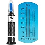 Brix Refractometer for Homebrew Beer Wort, iTavah Dual Scale Automatic Temperature Compensation 0-32% Specific Gravity Hydrometer with ATC
