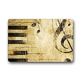 Top Fabric & Non-Slip Rubber Indoor/Outdoor Doormat Door Mats - Vintage Music Note with Piano Keyboards Art Floor Mat Rug for Home/Office/Bedroom