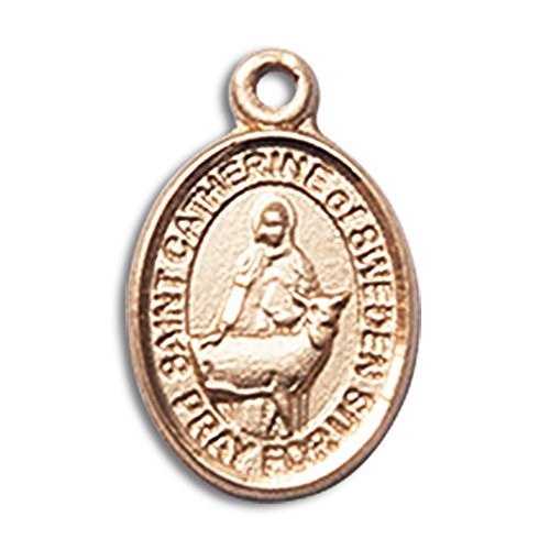 14kt Yellow Gold St. Catherine Of Sweden Medal 1/2 x 1/4 inches