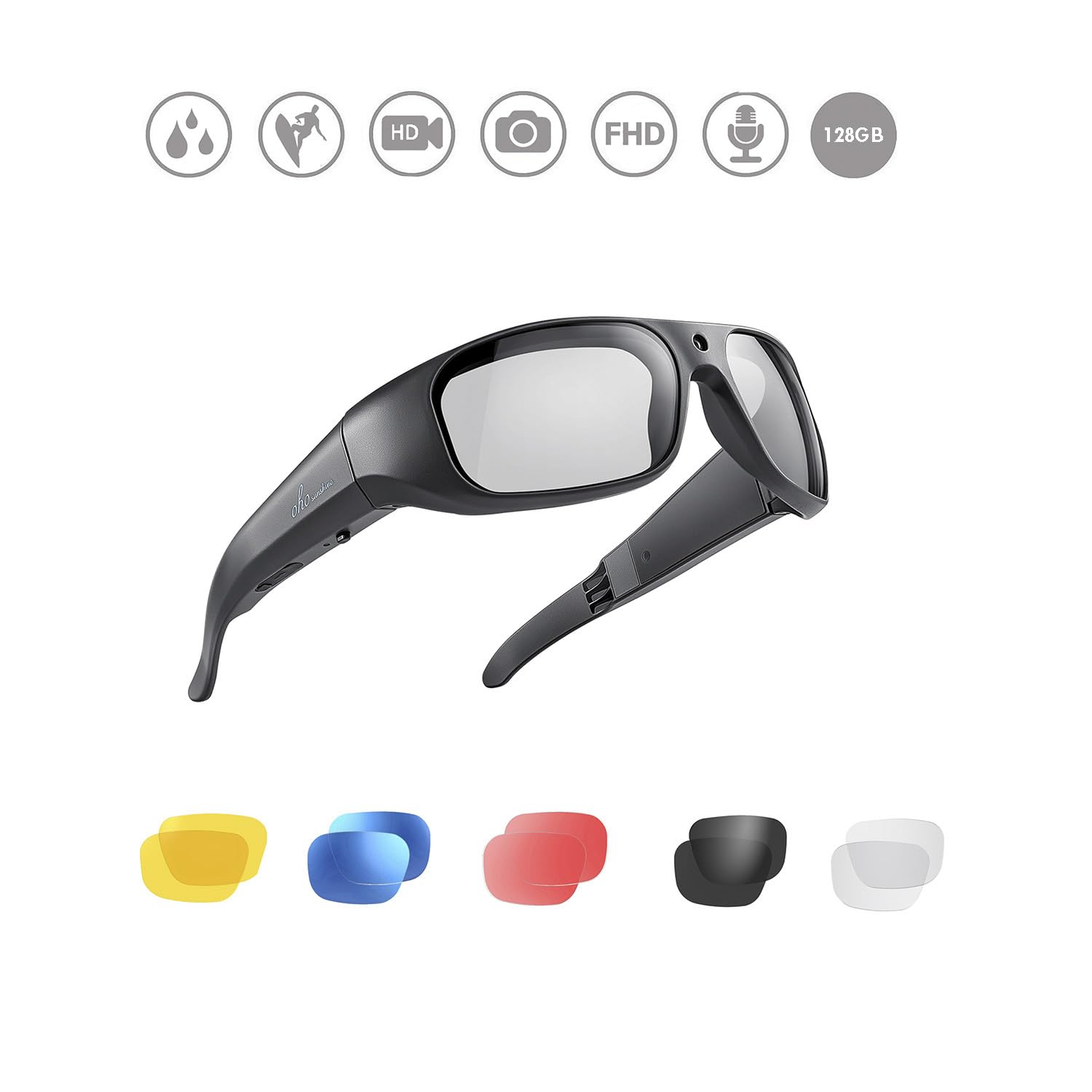 OhO Smart Camera Sunlasses, Full HD 1080P Polarized Sunglasses with 128GB Built-in Memory for Outdoor Sport, Men/Women