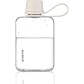 ALLKELR Portable Flat Water Bottle,BPA Free Reusable Tritan Plastic Travel Water Bottle Cup,Lightweight Leakproof Slim Water Bottle Fits Purse,Backpacking, Hiking (White, 8 oz)