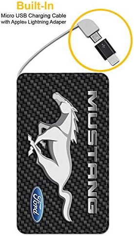 Amped 5000mAh Decorated Power Bank with Fast Charge for iPhone, Samsung Galaxy, Android, and More - Ford Mustang Carbon Print
