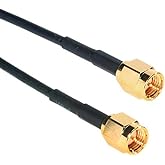 Amphenol CO-174SMAX200-010 Black RG174 SMA Coaxial Cable, 50 Ohm, SMA Male to SMA Male, 10'