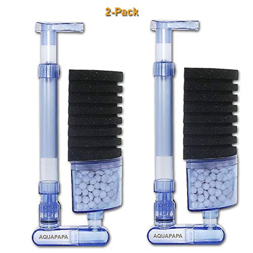 Aquapapa Multi Layer Filter Media Biochemical Corner Sponge Filters with Extendable Air Flow Outlet for Betta Fry Aquarium Fish Tank Up to 20 Gallon (2-Pack)