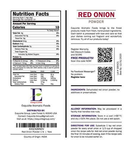 Red Onion Powder - 1 lb (16 oz) - Pure, Fine Ground, Dehydrated, Gluten Free, Non-GMO, 100% Vegan, No Preservatives in Eco-Friendly Packaging Bulk Pack - Thumbnail 7