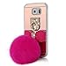 Bling Galaxy S6 Case - Mavis's Diary Pink Mirror Soft TPU Design 3D Handmade Lovely Hot Pink Bow with Cute Fluff Ball Bling Crystal Shiny Diamonds Clear Cover for Samsung Galaxy S6 (Non-Edge)