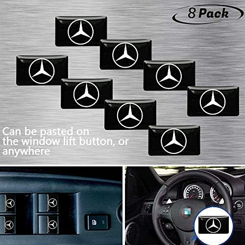 8pcs 3D Emblem water drop shape sticker for Mercedes Benz,glass lift button decoration, free to stick to any position inside the Mercedes Benz