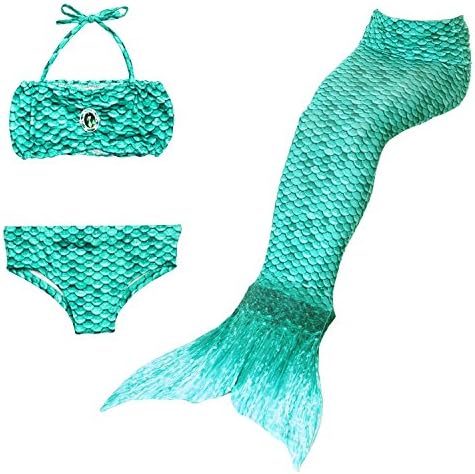 SGBB Girl's 3pcs Mermaid Tail Swimmable Princess Bikini Set Swimsuit