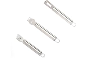 3 Piece Stainless Steel Lemon Zesters, Upgraded Lemon Zester & Channel Knife Set, Citrus Zester & Orange Peeler Tool, Premium