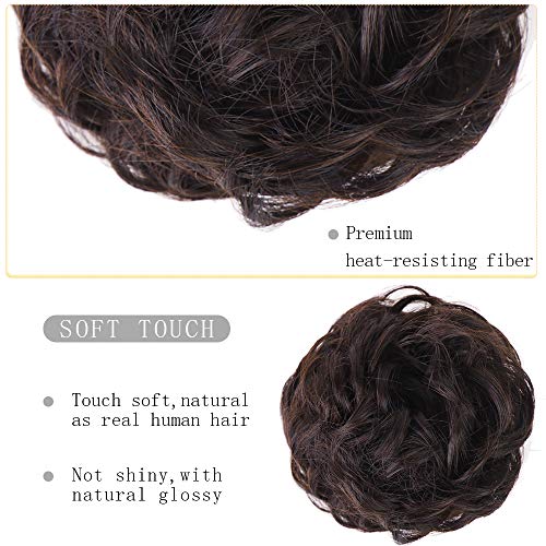 MORICA Messy Bun Hair Scrunchies 2PCS Messy Bun Hair Piece for Women Curly Wavy Scrunchy Updo Bun Extensions(Color:2/33#)
