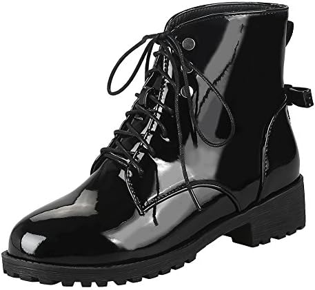 Carolbar Womens Patent Leather Chukka Boots