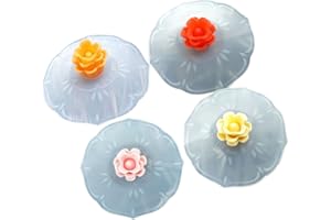 VILLCASE 4pcs Rose-shaped Silicone Mug Lid Covers Leakproof Food-grade Cup Lid Set for Beverage Mugs, Random