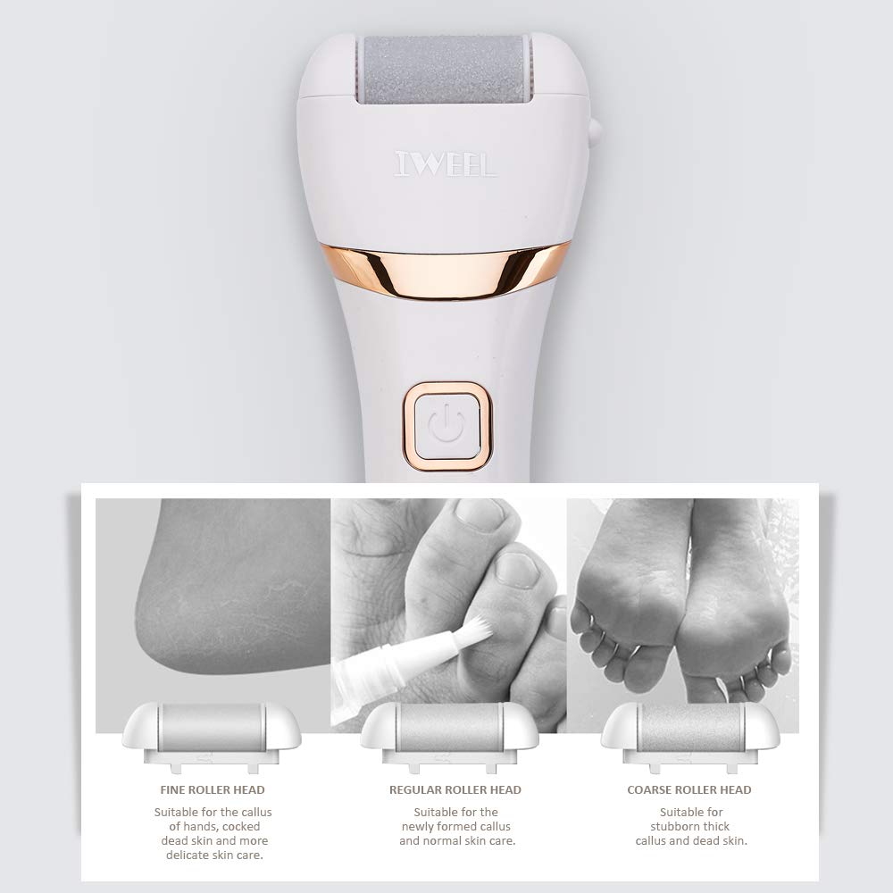 Callus Remover for Feet, Rechargeable Electric Foot File Hard Skin Remover Pedicure Tools for Feet Electronic Callus Shaver Waterproof Pedicure kit for Cracked Heels and Dead Skin with 3 Roller Heads : Beauty