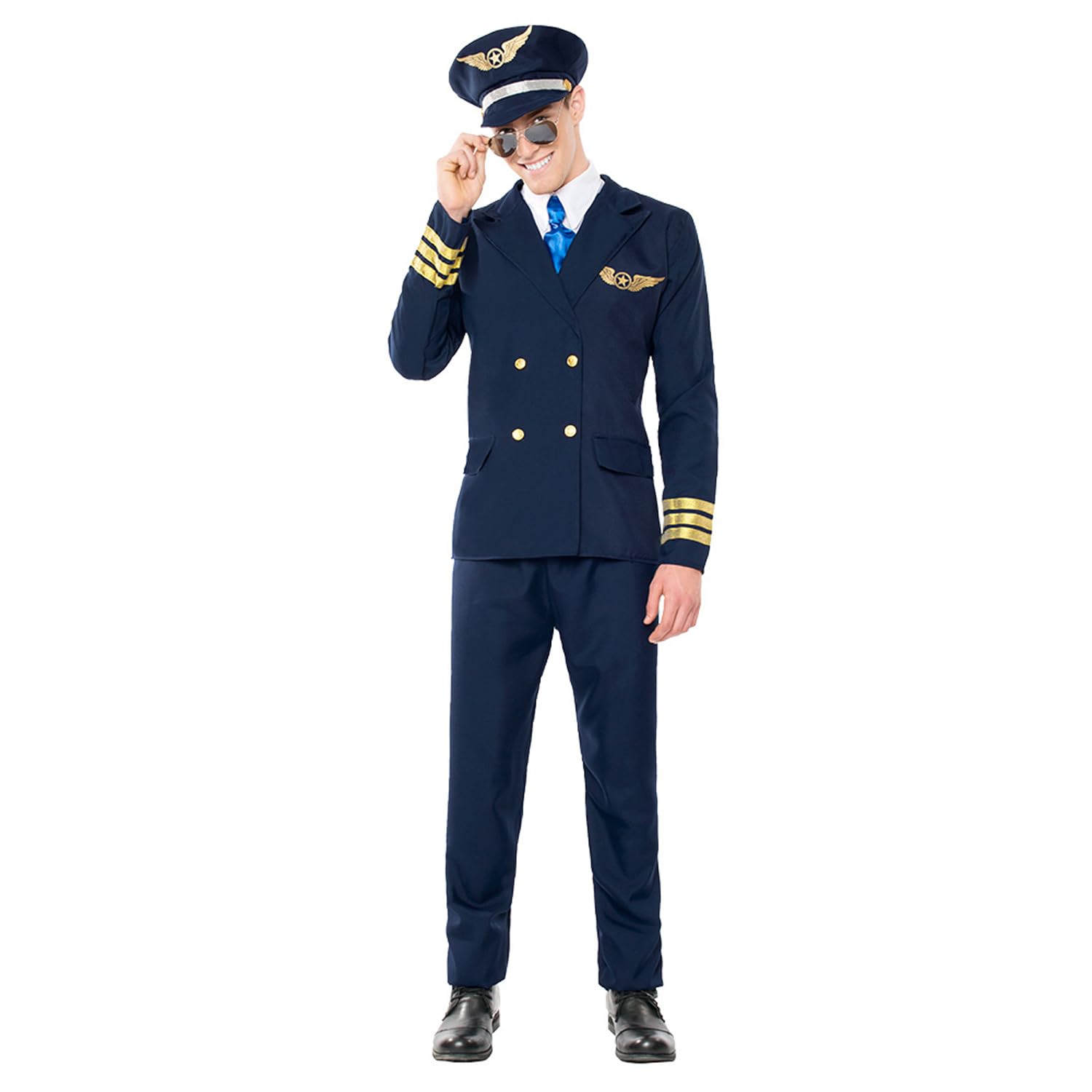 Boland - Pilot Costume for Men, 5 Pieces, Fancy Dress Costume for Theme Party, Halloween or Carnival, Flight Captain