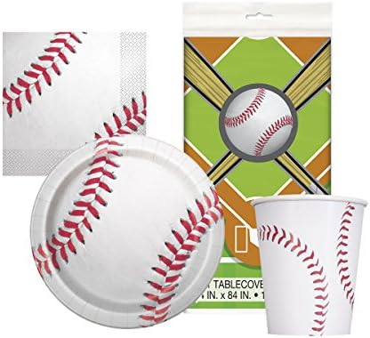 Baseball Complete Party Tableware Pack for 16 Guests Plates, Napkins, Cups &amp; Tablecover