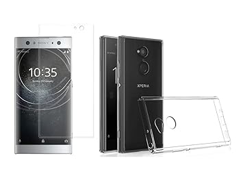 Novago [Pack] kompatibel mit Sony Xperia XA2 hülle Case Silikon + Panzerglas Schutzfolie