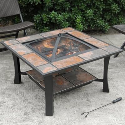 Buy Axxonn 2 In 1 Malaga Square Tile Top Wood Burning Outdoor Fire Pit Coffee Table Multicolor Online In Indonesia B01m66c4n4
