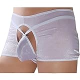 YiZYiF Men's Lingerie Open Crotch Boxer Briefs Underwear Sold by SHIFANG (2Pcs White)