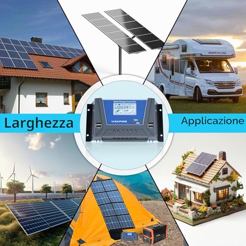 30A Solar Charge Controller 12V 24V 36V 48V with Bluetooth, PWM 30A Charge Controller Solar Panel with LCD Temperature Sensor Backlit Display 4 USB Ports for Lead and Lithium Batteries