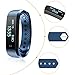 Diggro ID115HR Smart Bracelet Heart Rate Bluetooth 4.0 Sports Pedometer Calorie IP67 Waterproof Sleep Monitor Call/SMS Reminder Sedentary Reminder for Android IOS (Blue)
